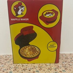 Red Waffle Maker with Cartoon Design